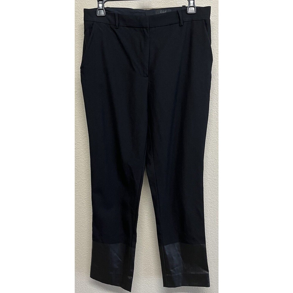 Cos Wool Leather Ankle Pants Women's Size 6 in Black Trousers